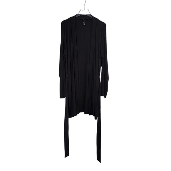 SKIMS Soft Lounge Robe Women Size Large Onyx Black Cozy Comfy Loungewear Stretch - Picture 11 of 12